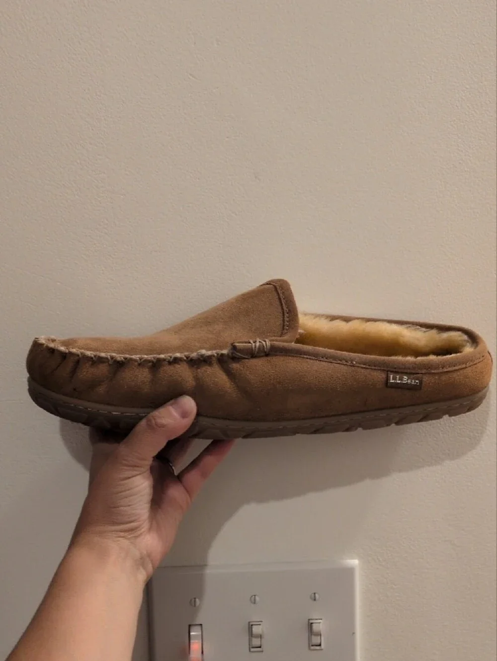 L.L. Bean Shearling Moccasin Slippers Mens 12